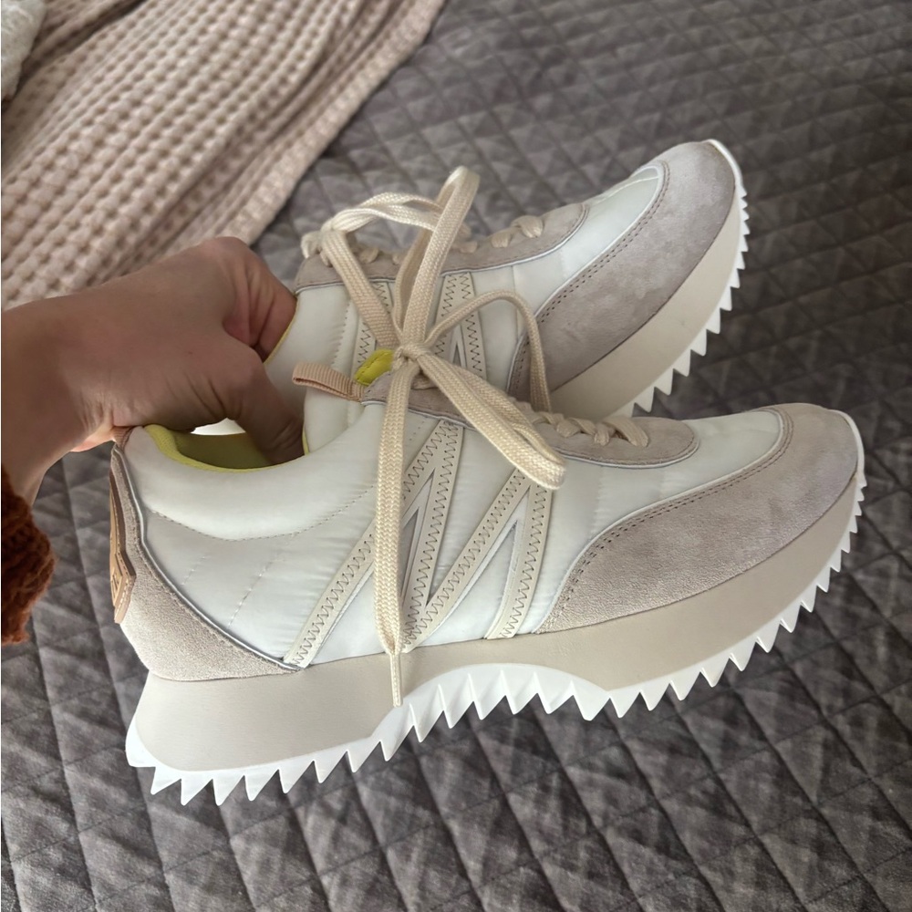 Moncler Pacey Nylon & Suede, Cream and White Women's Sneakers Size 39 / 9